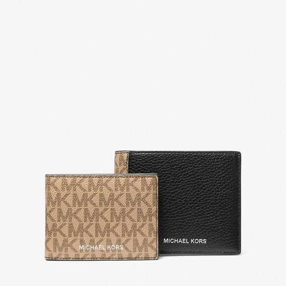 Michael Kors Pebbled Leather and Logo Billfold Wallet - BLACK/CAM - 36F4LGFF1L - Picture 4 of 4